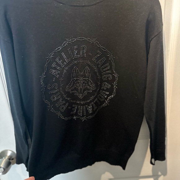 Zadig & Voltaire Black Beaded Fox Wool Sweater Size Small Preowned retail 600 - Picture 4 of 7